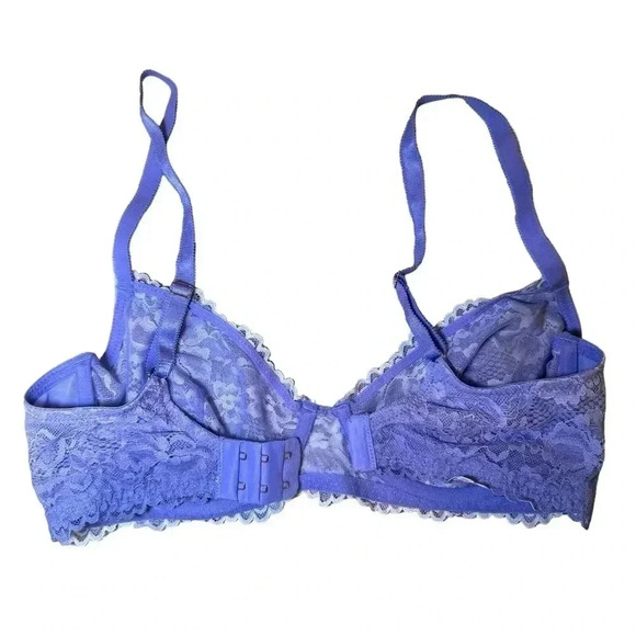 Savage x Fenty Bra 34D Lingerie Rhianna Blue Periwinkle Ombré Lace Underwire - Picture 5 of 8
